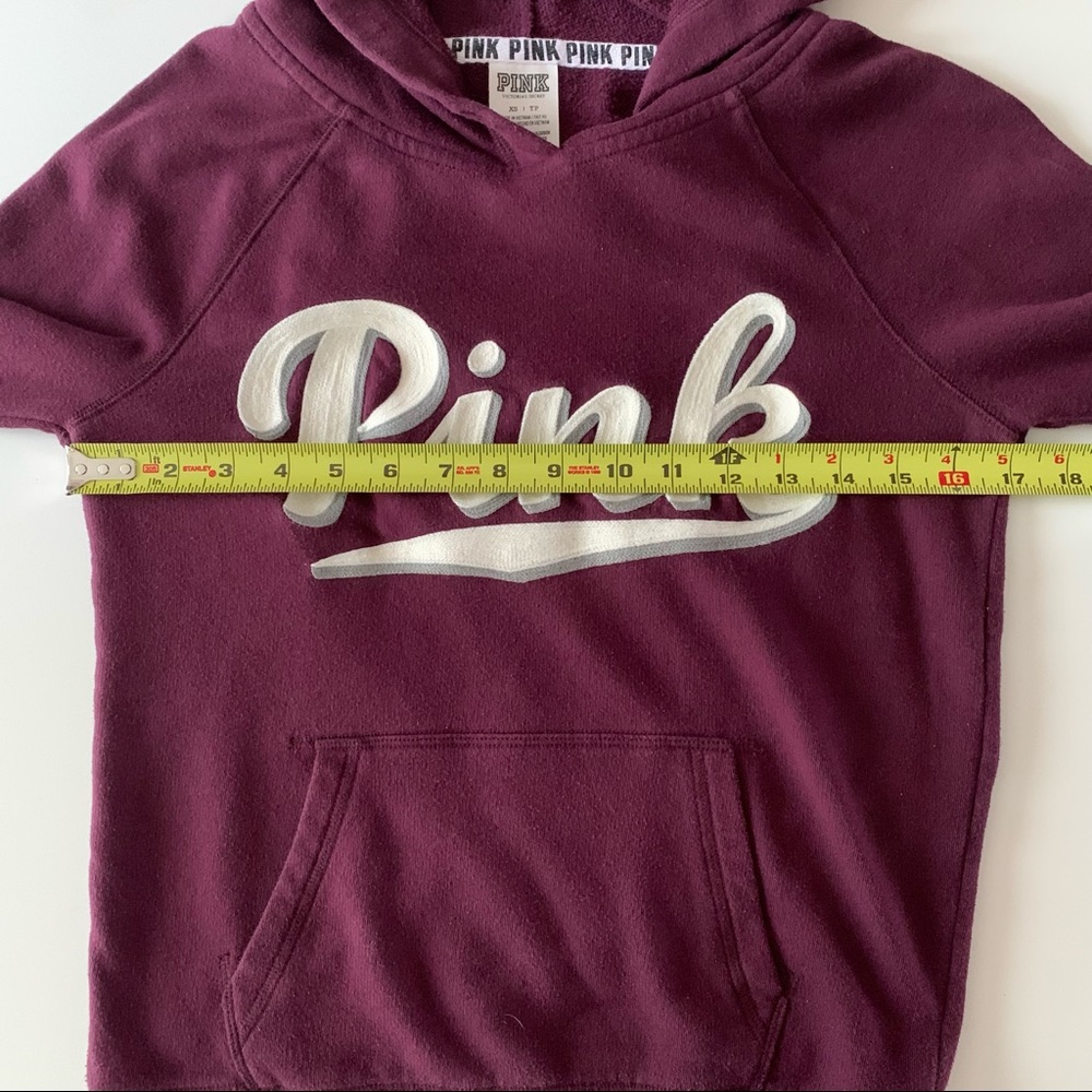 PINK Victoria’s Secret embroidered logo hoodie burgundy size extra small - Picture 6 of 7